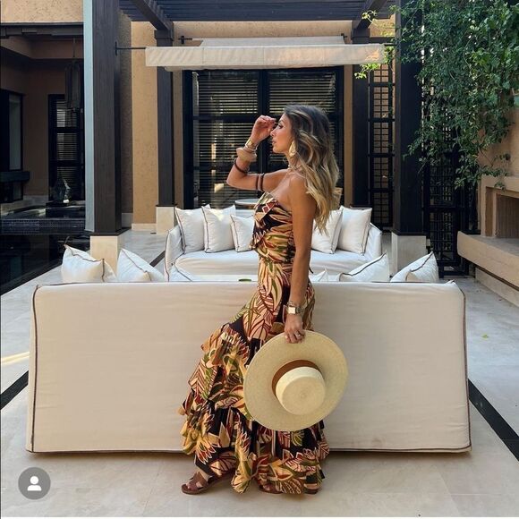 Zara linen blend ruffle printed skirt - Picture 5 of 10